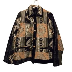 Vtg Parsley & Sage Tapestry Jacket Women MED Patchwork Victorian Cottage Estate